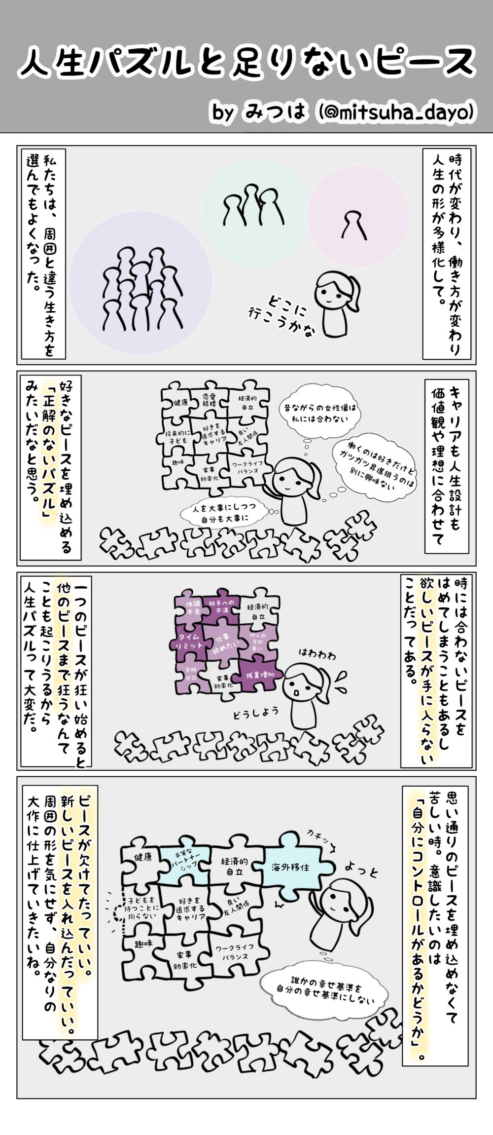 4コマ 人生パズルと足りないピース みつはぶろぐ 4コマ 人生パズルと足りないピース みつはぶろぐ